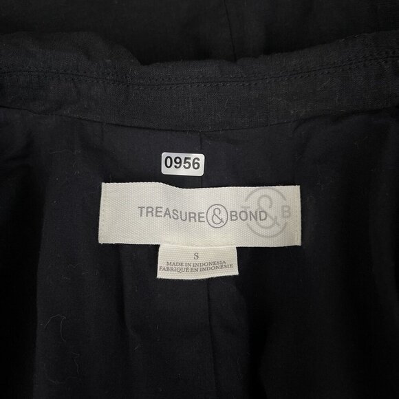 Treasure & Bond Single Breasted Blazer Jacket Black Linen Blend Oversized Size S - Picture 6 of 16